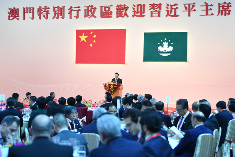 12月19日，國(guó)家主席習(xí)近平出席澳門(mén)特別行政區(qū)政府歡迎晚宴并發(fā)表重要講話。 新華社記者 謝環(huán)馳 攝